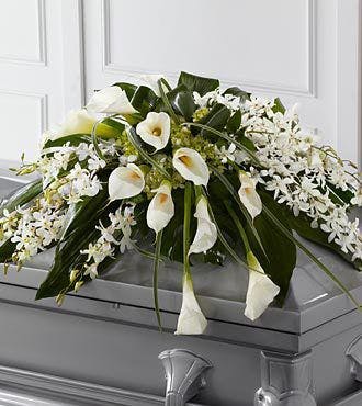 Simple Elegance Casket Spray Stadium Flowers   EternalCasketCouch11060722135 