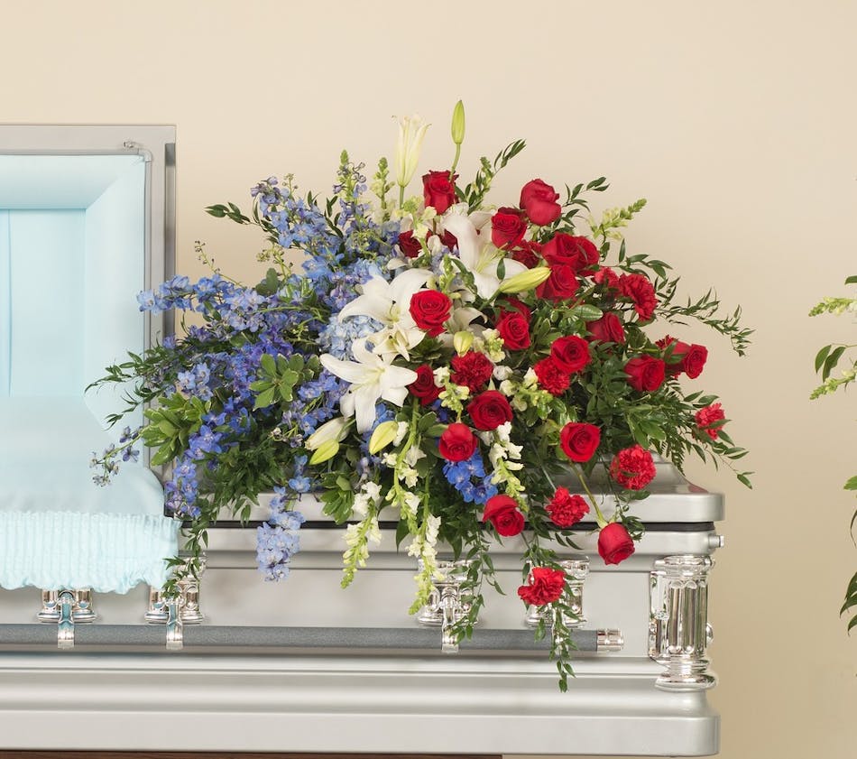 Patriotic Casket Spray- Stadium Flowers