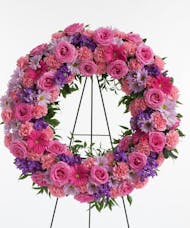 Delicate Pink and Lavender Wreath Display