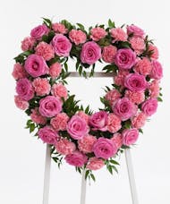 Pink Rose and Carnation Open Heart Display