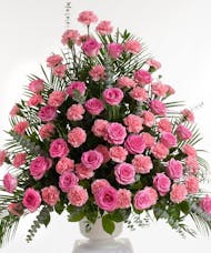 Pink Rose and Carnation - Fan Shape design