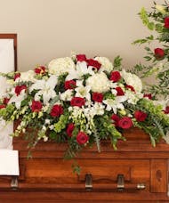 Classic Red and White Casket Spray 