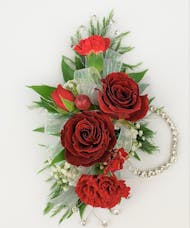 Corsage  Red Mixed Flowers